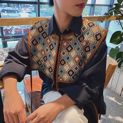 Women Embroidered Shoulder Scarf Shawl Wrap Floral Shirt Fake Collar Decorative