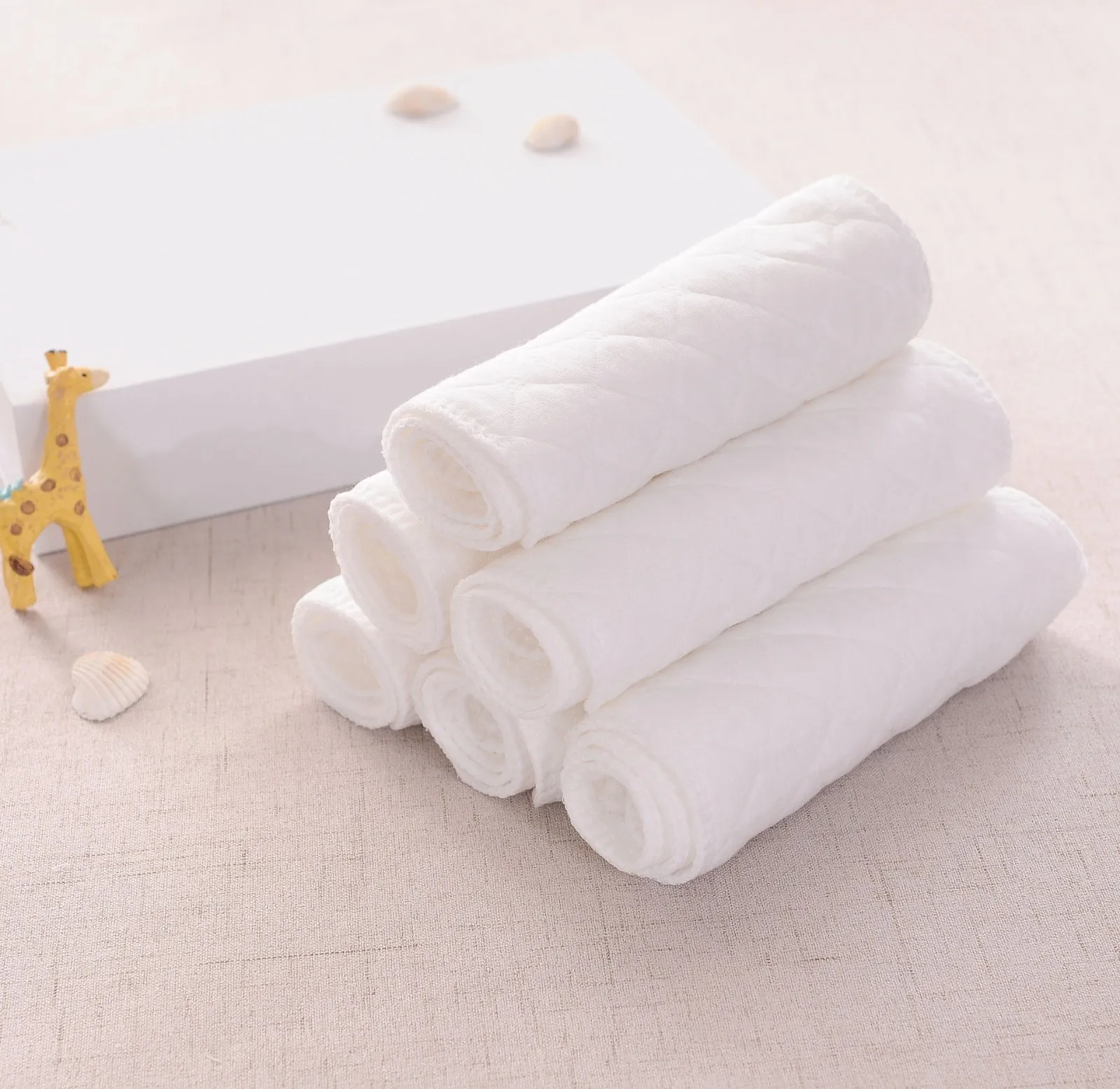10Pcs Baby Diapers Reusable Washable Cotton Diaper Ecological Nappies Insert Cotton Cloth Breathable Absorbent Cloth Diapers