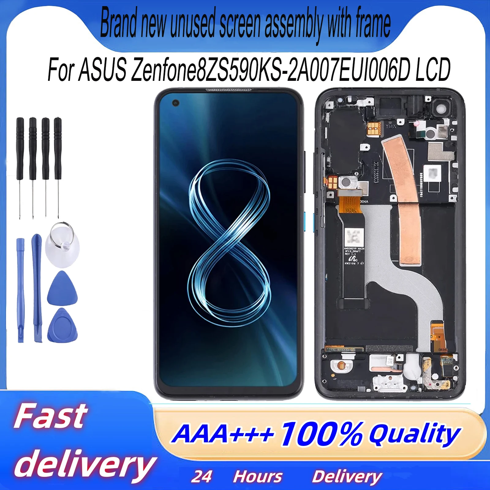 Super AMOLED For Asus Zenfone 8 ZS590KS LCD 2A007EU I006D LCD Display Screen Touch Panel Digitizer For Zenfone8 LCD ZS590KS LCD