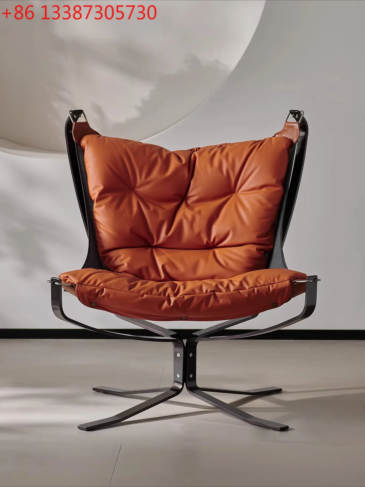 Italian minimalist falcon chair top layer leather single sofa lazy recliner