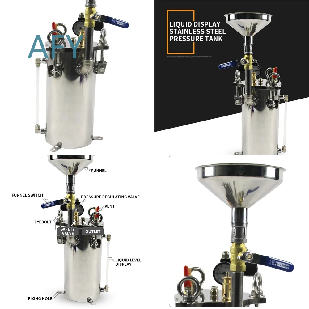 Liquid Display Stainless Steel Pressure Dispenser Barrel for 5L Tank Carbon Steel Storage Vessel Adjustable Pressure System
