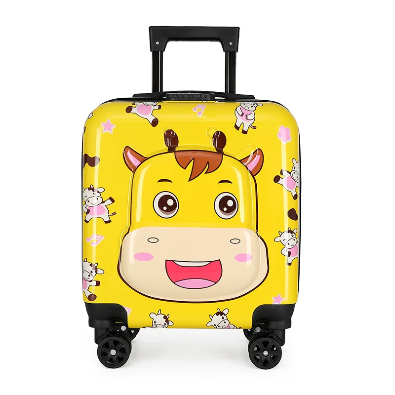 3D Cartoon Suitcases Travel New Cute Rolling Luggage Bag on Wheels 18 Inch Boarding Trolley Case