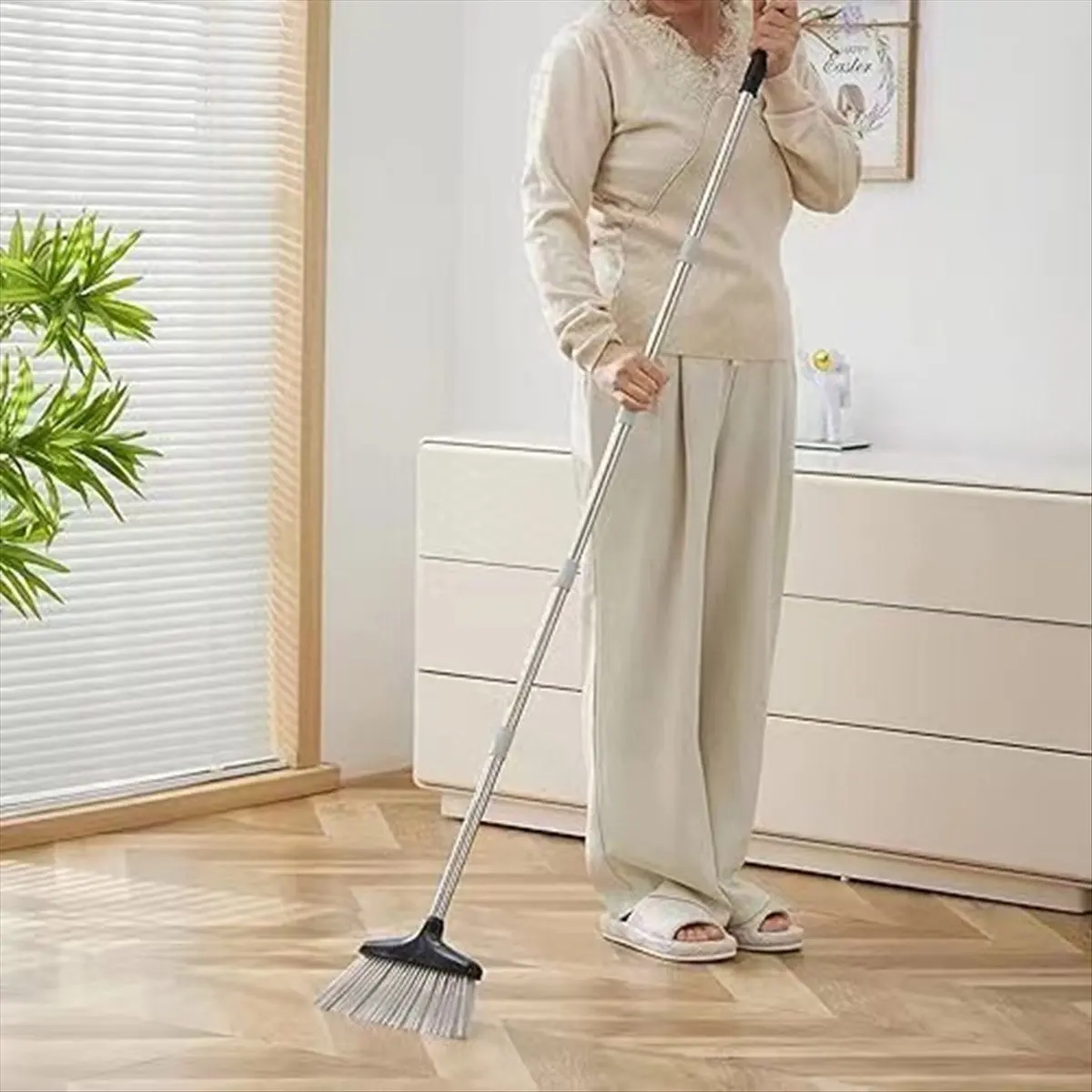 Y69A Broom and Dustpan Set for Home,Broom and Dustpan Combo Set with Dust Pan Teeth to Clean Hair for Home Kitchen Office