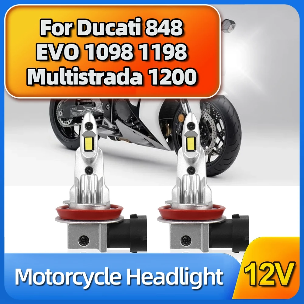 2x bombillas LED para faros delanteros de motocicleta 12V 60000LM para Ducati 848 EVO 1098 1198 Multistrada 1200 luz Led para Moto 6000K lámpara blanca
