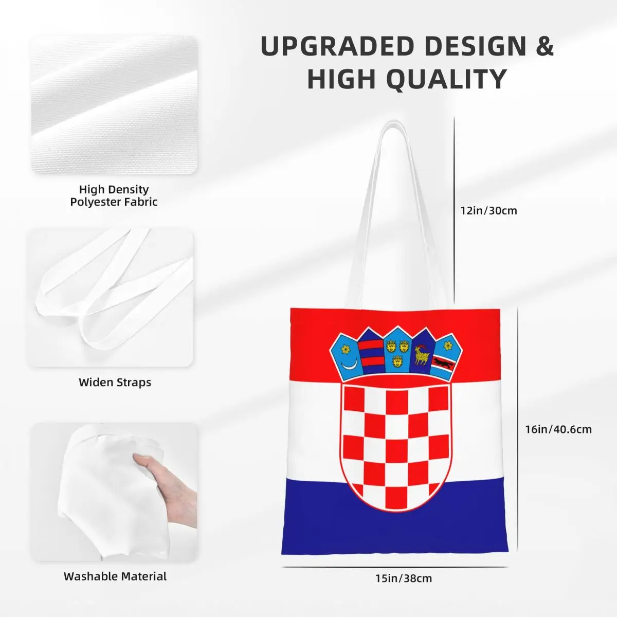 Croatia Football Flag Shopping Bags Canvas The Tote Bag Reusable for Women Shoulder Tote Travel Handbag