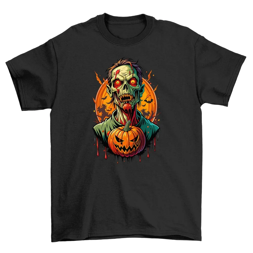 Halloween Terrifying Zombie Printed T-shirt Beware of The Pumpkin Zombie Funny Shirt Spooky Season Men Women Festival Costumes