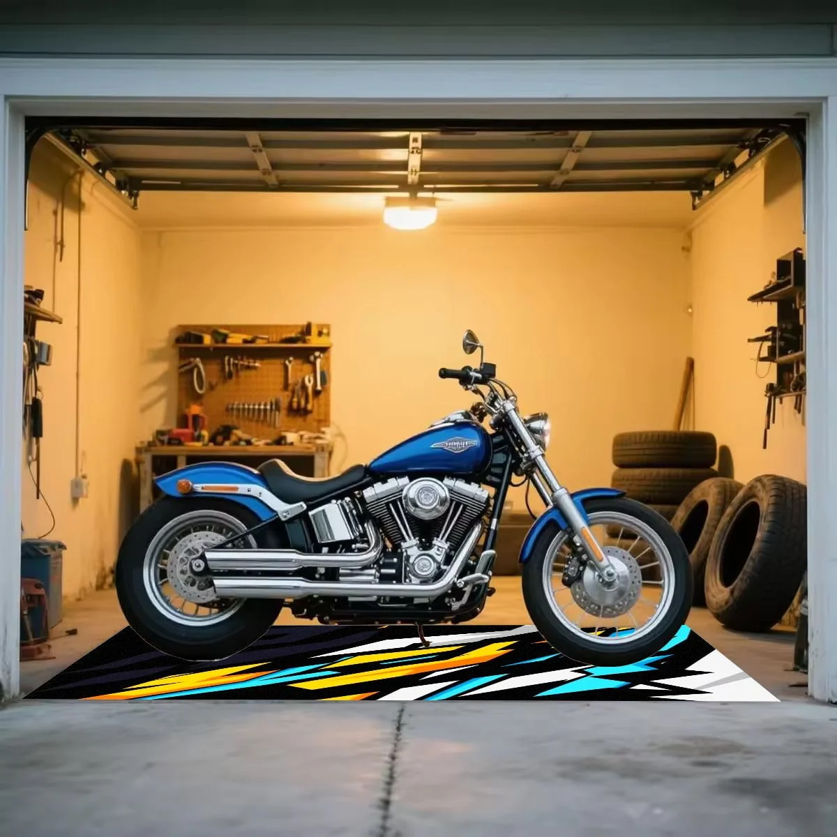 VIKAMA Colorful Sharp Racing Graphic Pit Mat Street Sport Anti Slip Rug For Garage Motorbike Parking Workshop Display Carpet