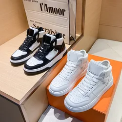 2024 Fashion High Top Women's Casual Shoes Breathable Leather Sports Shoes Women's Outdoor Fashion Skateboarding Shoes