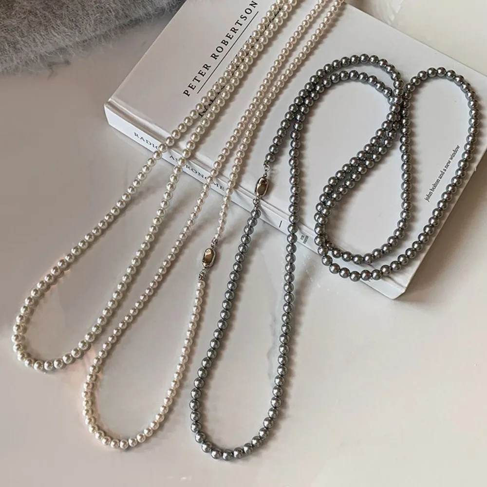 

Fashion Long Pearl Necklace for Women Charm Versatile Clothing Sweater Chain Luxurious Double-layer Layered Jewelry Girls Gift