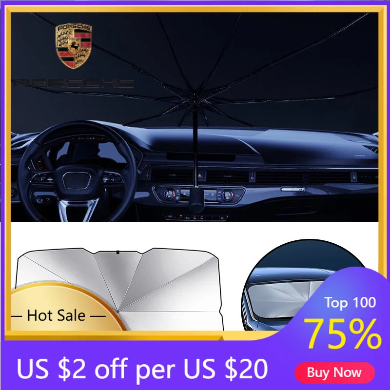 

Car Sticker For Porsche Cayenne Panamera Macan 911 Car Windshield Sun Shade Cover Sun Protector Umbrella For Porsche Cayenne Pan