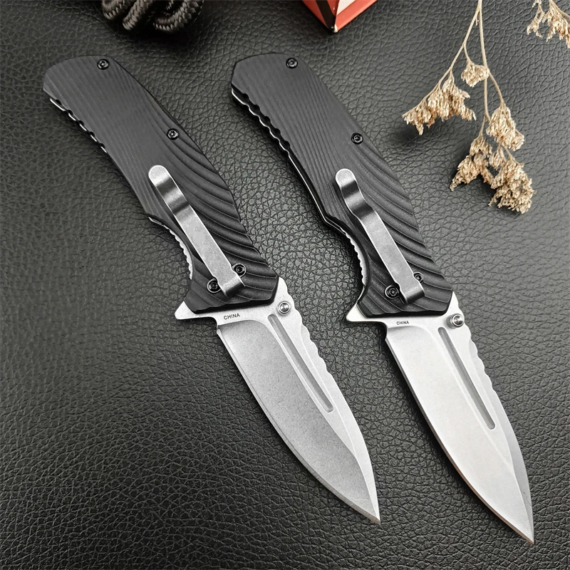 LEEK KS1326 Tactical Folding Knife Survival Rescue Tool Knife Nylon Fiber Handle Outdoor Camping Hunting EDC Tool Folding Knife