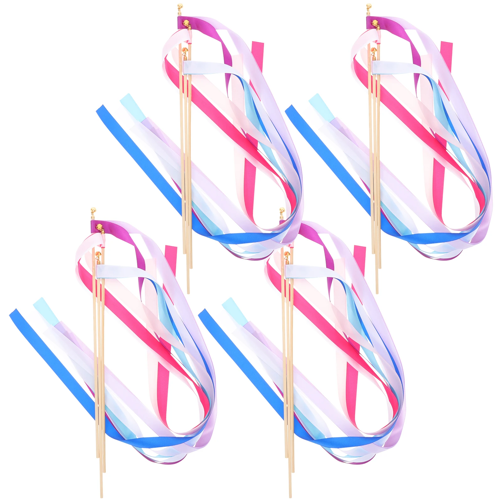 

30pcs Fairy Ribbon Sticks Bright Colors Bells Wedding Favors Party Gifts Streamer Wands Role Streamer Wands Props