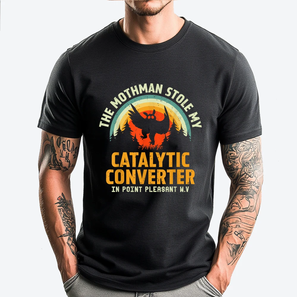 

Funny Mothman Stole My Catalytic Converter Mothman Cryptid Grpahic Tee T Shirt Homme Plus Size Character