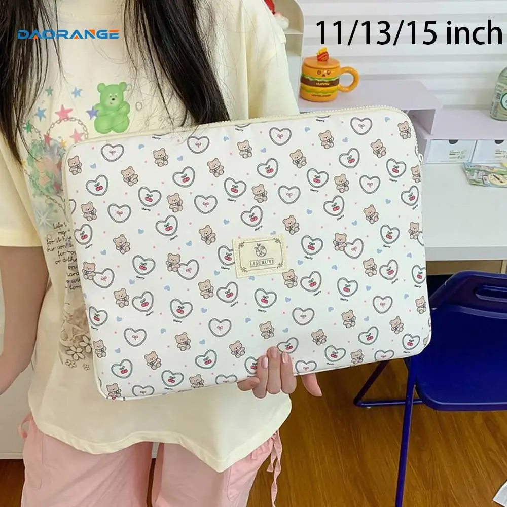 

White print bear Shockproof Laptop Bag for 11" 13" 15" Tablets Compatible For iPad Samsung Huawei Laptop sleeve portable pouch
