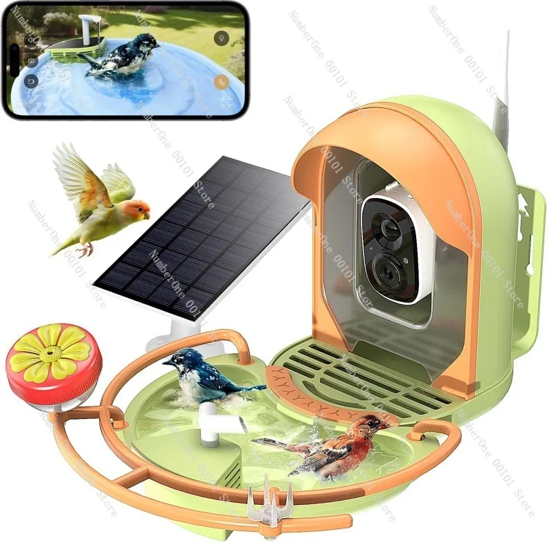 Plastic Bird Feeder with Water Dispenser, Intelligent Automatic Bird Food Feeder, Timed Feeding and Monitoring, Outdoor Pet