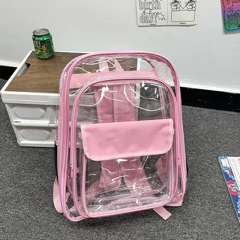 새로운 다용도 단색 지퍼 PVC 스윗 투명 백팩 2026 핫세일 심플 대용량 캐주얼 크로스백