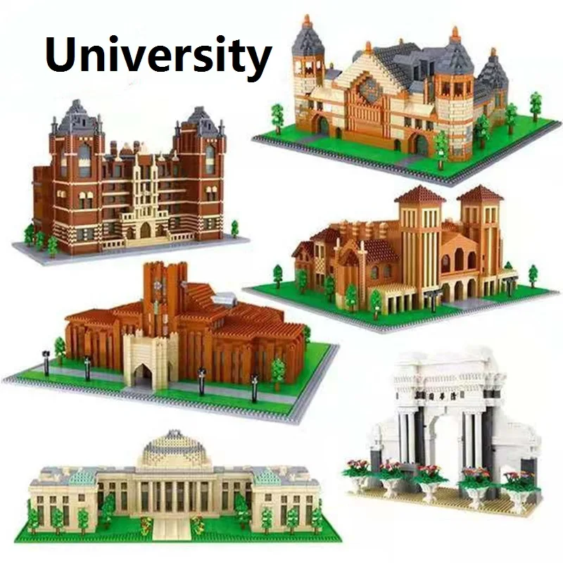 Lezi Mini Blocks Schoole Architecture Adult Assembling Building Bricks Toys for Boy Present Educational Gifts University Model