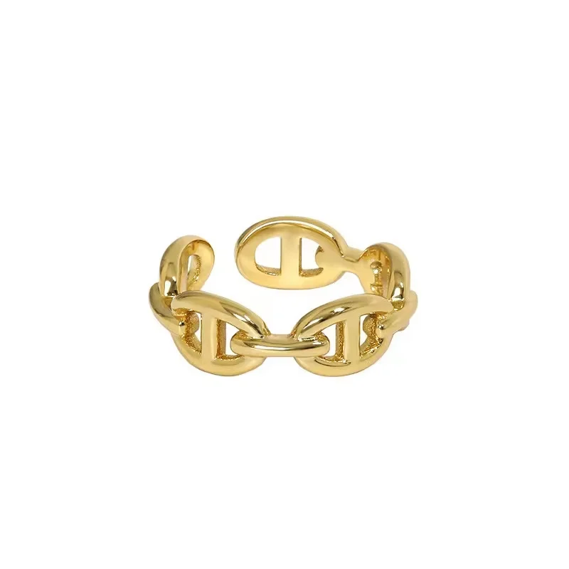 Ins Cool Fashion Niche Minimalist Style Multi-layer Hollow Pig Nose Personalized Design Ring Versatile Sweet Daily Gentle Ring - view 6