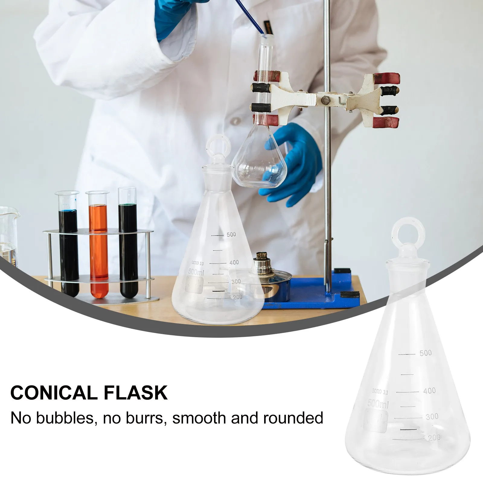 Borosilicate Glass Conical Flask Erlenmeyer Lab Flask for Chemistry Experiments – Eco-Friendly, Heat-Resistant