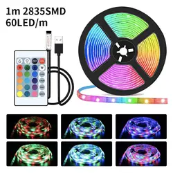 Taśma LED 1m USB Taśma 60 LED Taśma RGB SMD 2835 Z pilotem Elastyczna taśma diodowa Taśma Taśma Podświetlenia TV Wystrój pokoju