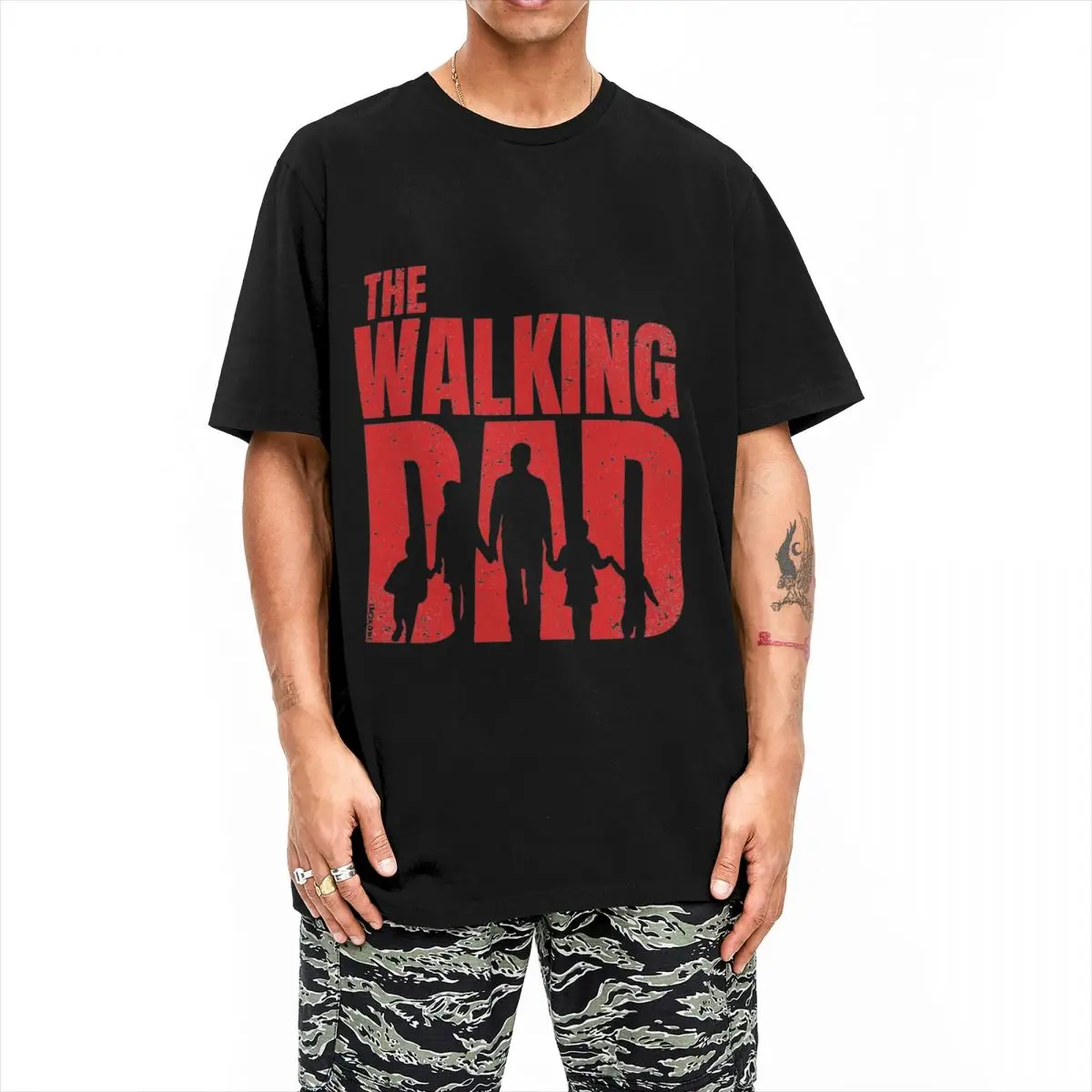 The Walking Dad T-Shirts Men Women Family Vintage 100% Cotton Tee Shirt Round Collar Short Sleeve T Shirt Classic Clothing