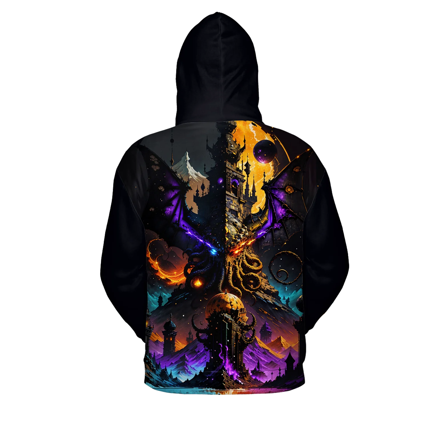 Jumeast God Cthulhu 3D Print Men Zipper Hoodies Dark Academia Horror Women Hooded Sweatshirts Gothic Drip Clothes Halloween Coat