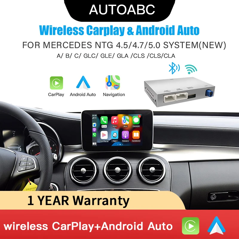 Adattatore wireless Carplay Android Auto per Mercedes Benz NTG4.5/4.7 2011-2014 GLA CLA GLK CLS ABCE Classe Mirror Link AirPlay