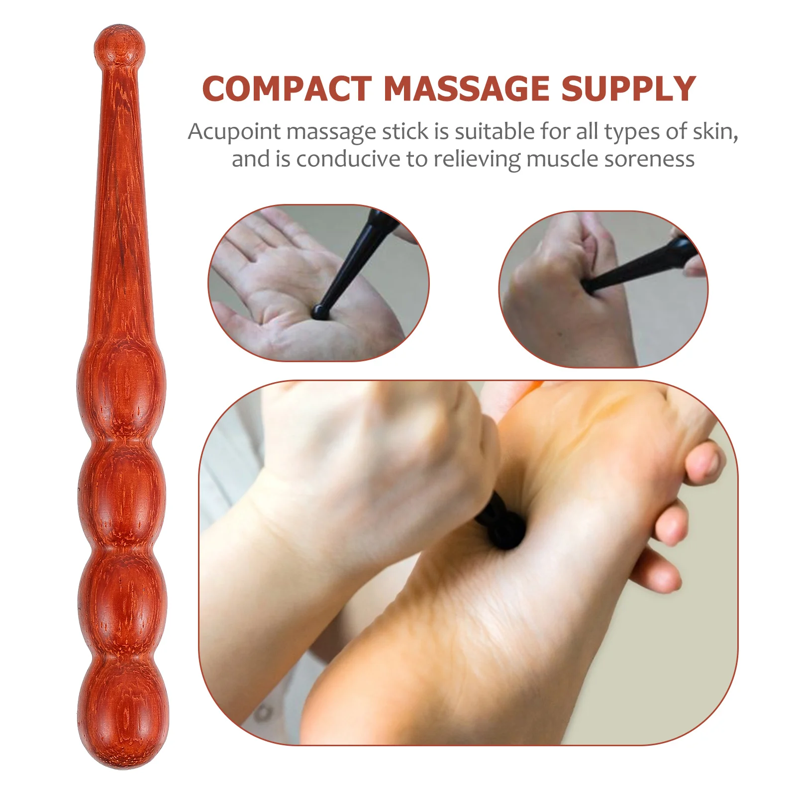 

1pc Rosewood Massage Stick Premium Wood Acupoint Massager For Body Face Foot Hand Skin Care Compact Lightweight Therapy Tool