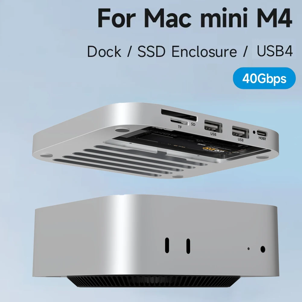 USB C Hub M.2 SSD Enclosure Type-C USB4 40Gbps Docking Station for Mac mini M4/M4 Pro with SD/TF 2.0 Dock HUB Expansion