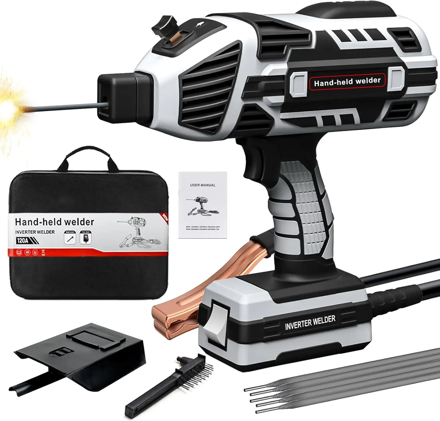 

Portable 110V 120Amp ARC Welder Gun with IGBT Inverter, 5 Current Settings for 1/16''-1/8'' Rods