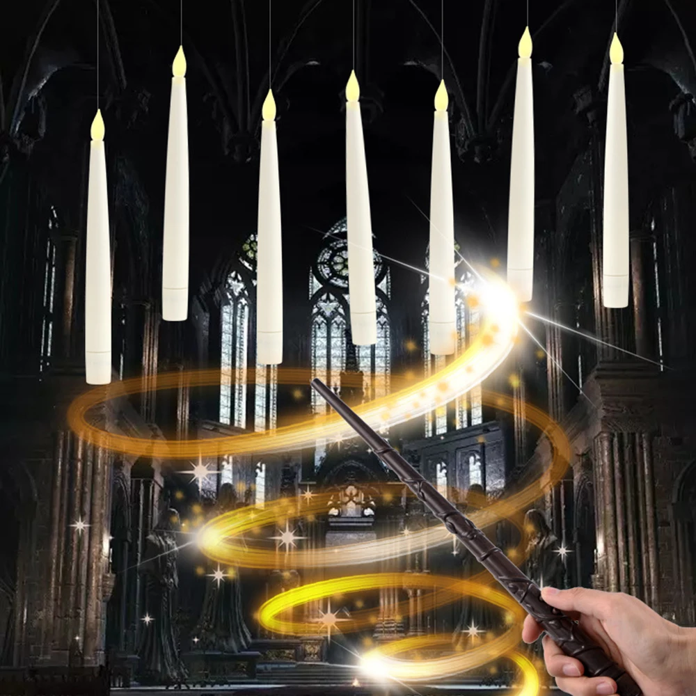 12pcs Hanging Candles Floating Candles with Wand, Flameless Candles with Magic Wand Remote, Flickering Warm Light LED Candle