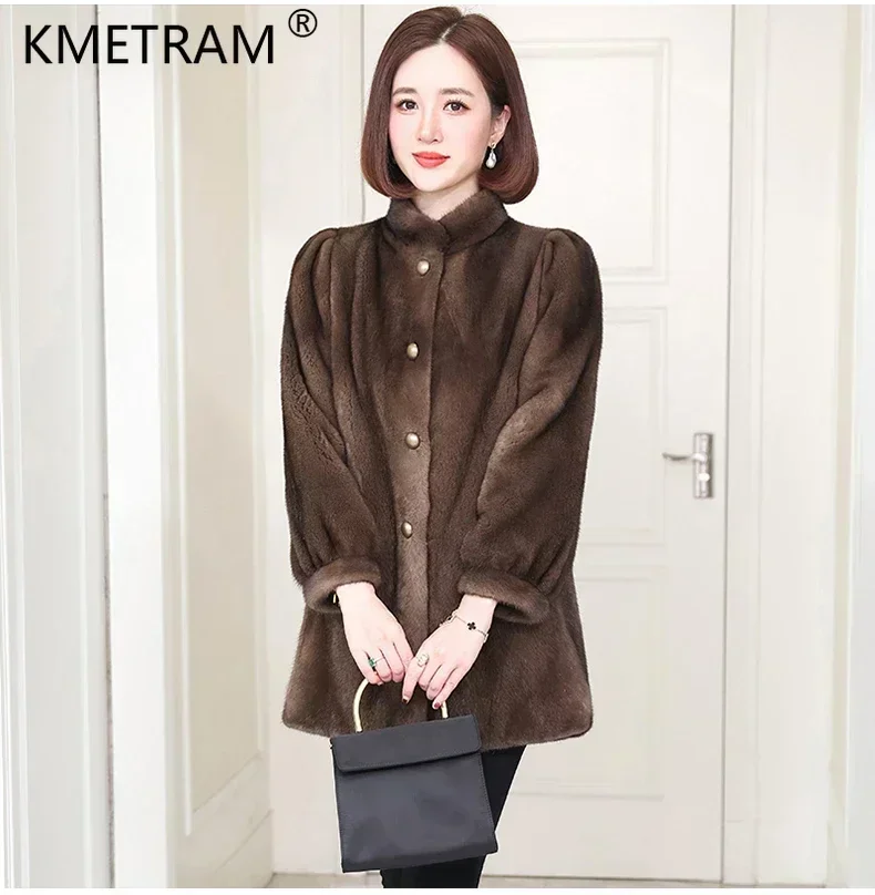 Natural inteiro jaquetas de pele de vison para as mulheres 2024 casaco de pele real das mulheres outono inverno meados longo vintage fino casacos de pele gola