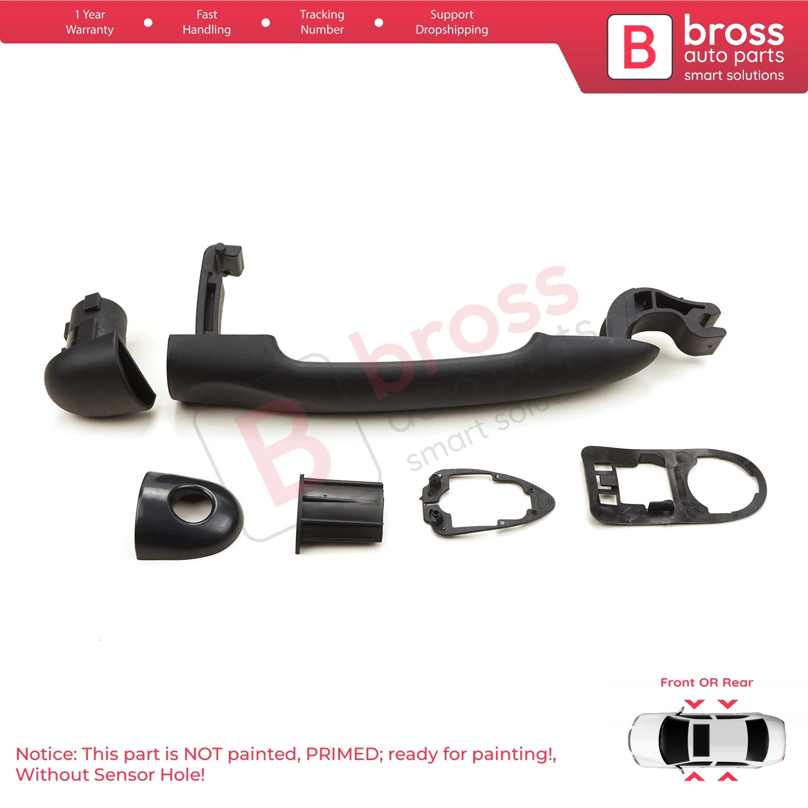 BDP1165 Car Exterior Outer Door Opener Handle Black Primed 806B02596R For Renault Fluence Megane 3 Clio 4 Scenic 3 Captur 1