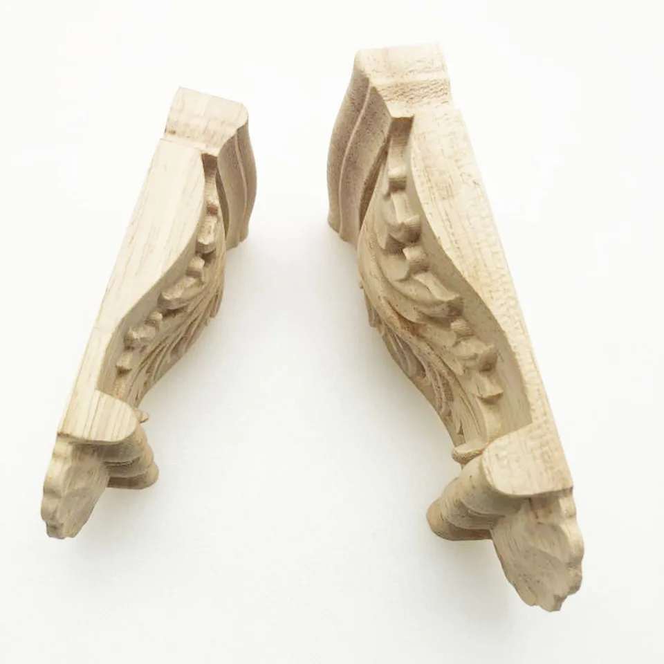 Aplicación De Madera Tallada Esquina Decorativa – Onlay F45 – Adorno Tipo Corbela Para Muebles Y Paredes