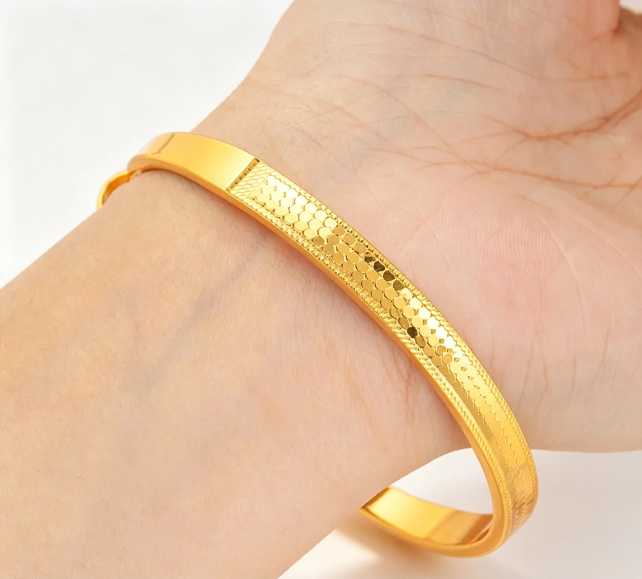 9999 Pure Gold real gold Women's Dragon Scale Bracelet Fish Scale Push-Pull Bracelet   Gift for girlfriend