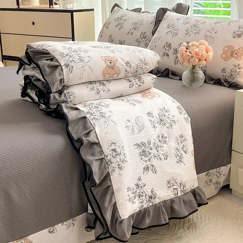 Summer Quilt Cool Blanket New Jacquard Lace Korean Edition Bubble Cotton Summer Air Conditioning Machine Washable Household