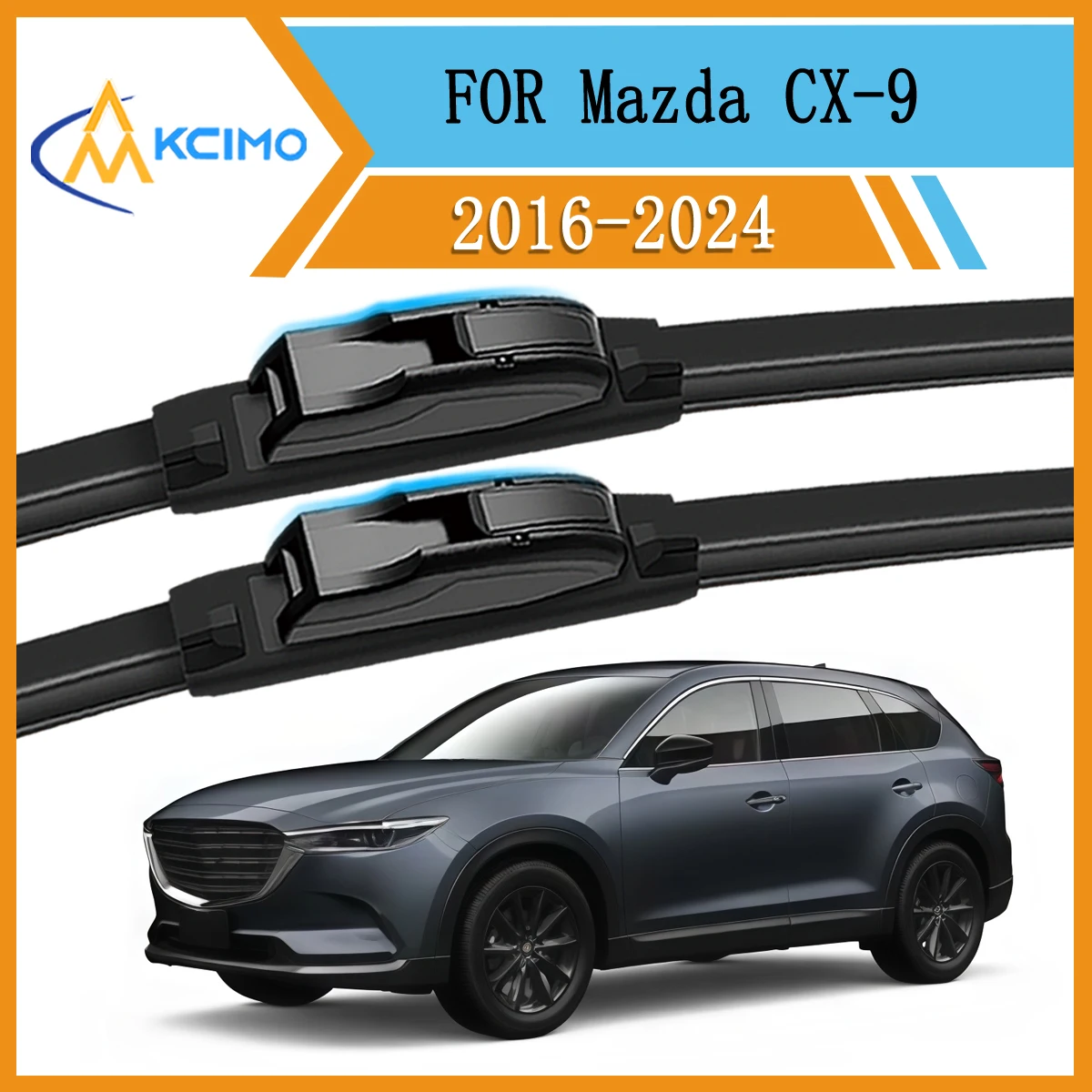 

Wiper Blade Set For Mazda CX-9 TC 2016-2024 Direct Replacement Easy Clip-On Installation Clear in Rain/Snow Front Windshield