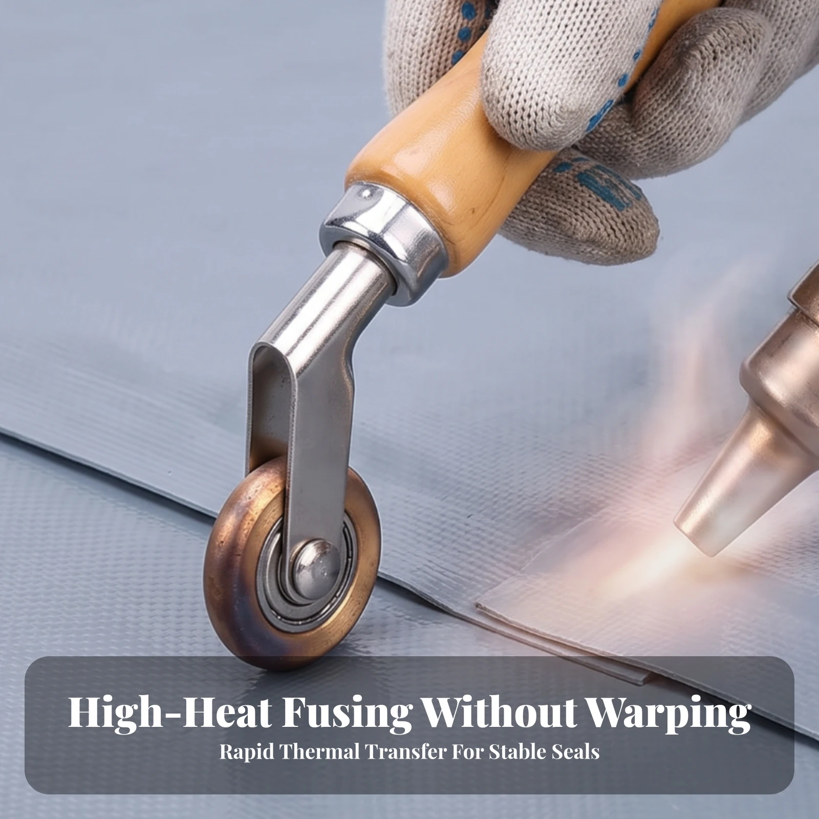 Seam Bonding Seam Roller Heavy Duty Seam Bonding Wheel Roller with Wooden Handle Membrane Pressure Wheel Long-Lasting Unpowered