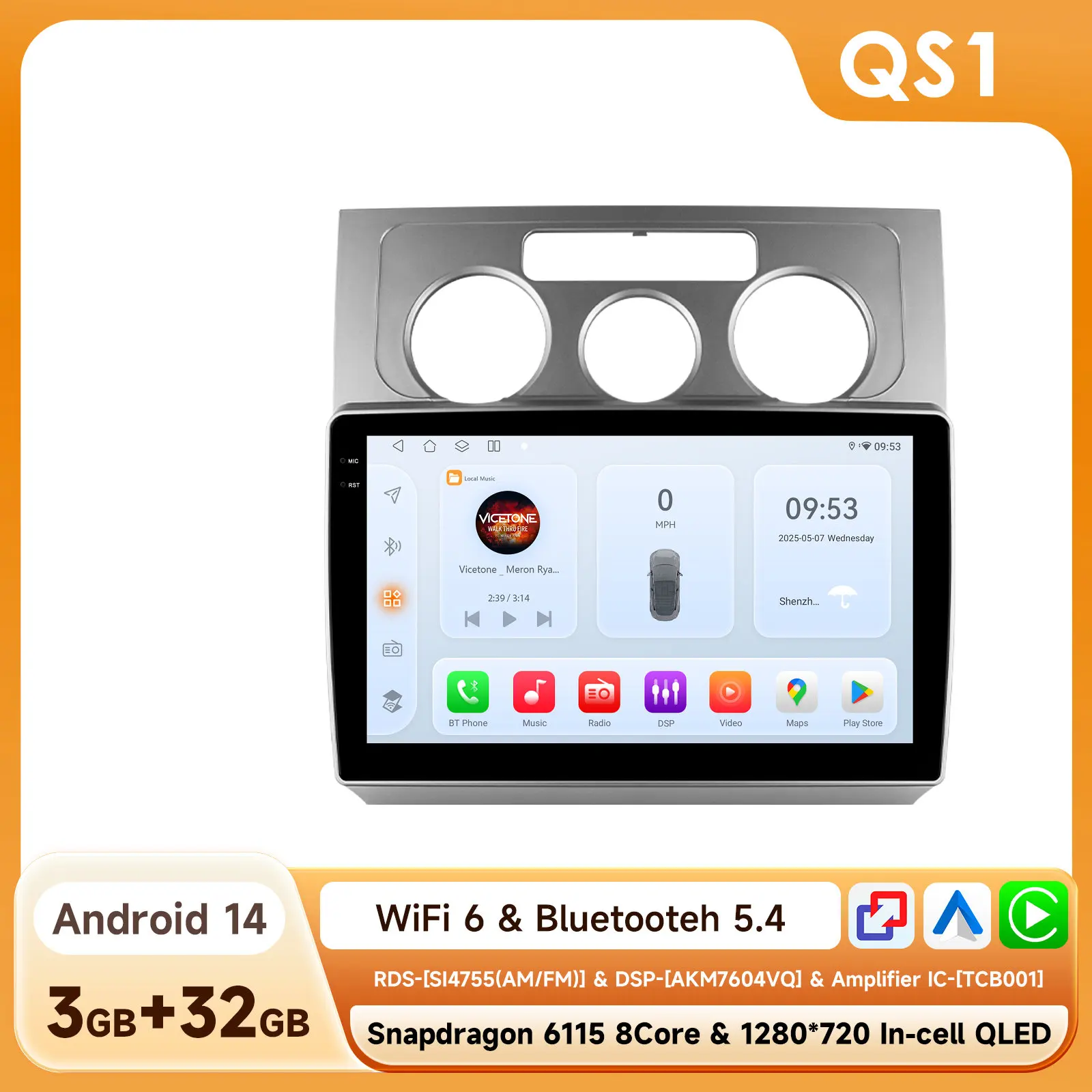 Android 16 Carplay Autoradio voor Volkswagen VW Touran 1 2003 2004 2005 2006 2007 2008 2009 2010 Multimedia Speler GPS Stereo DSP Slimme Intelligente Systemen IPS Touchscreen Stereo Videospeler 2Din