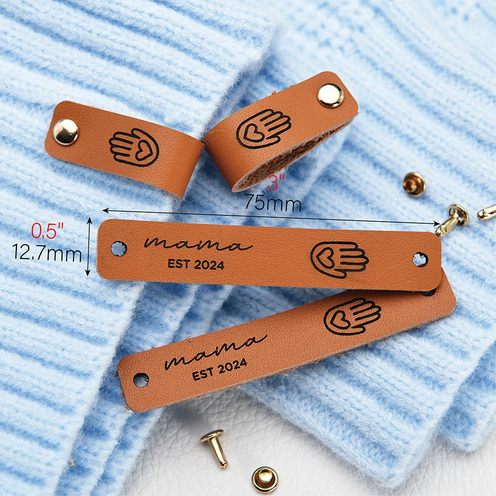 علامات جلدية مخصصة 1 مم محفورة بالليزر لديكور المنزل والملابس والأحذية والقبعات والحرف اليدوية (0.5 بوصة × 3 بوصة، مقاسات متعددة، مسامير مجانية) #2