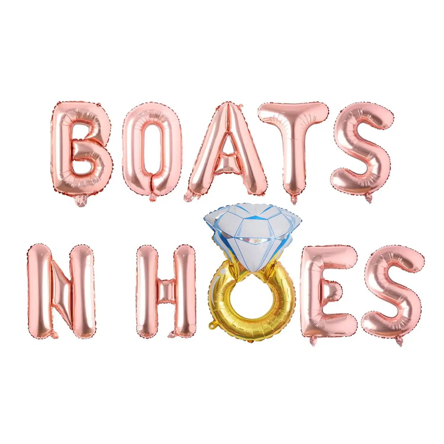 

Nautical Themed Party Decor Boats N Hoes Foil Balloon Banner with Diamond Ring for Bachelorette and Bridal Shower Party Supplies