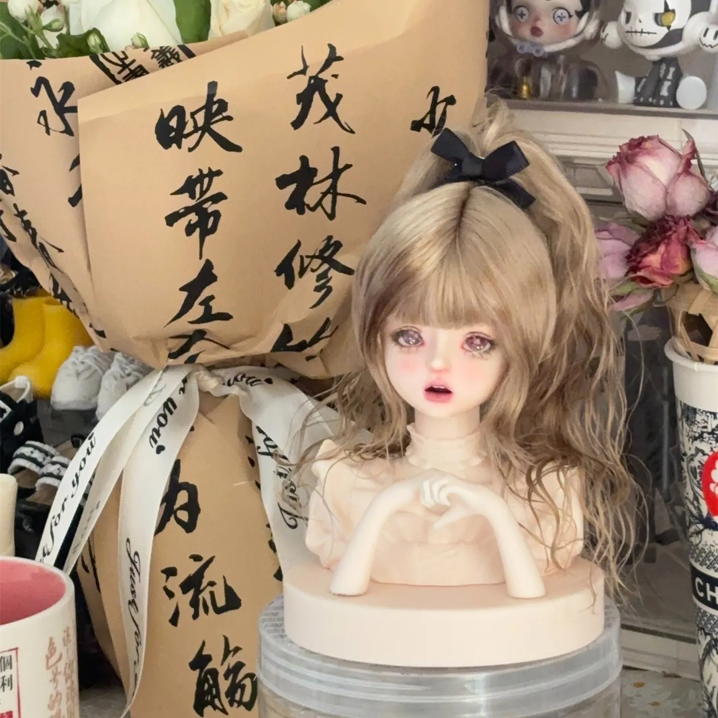 

Волосы для куклы с высоким хвостом, кукольные волосы, модный 1/4 BJD парик, мохеровый парик, бесплатная доставка ​