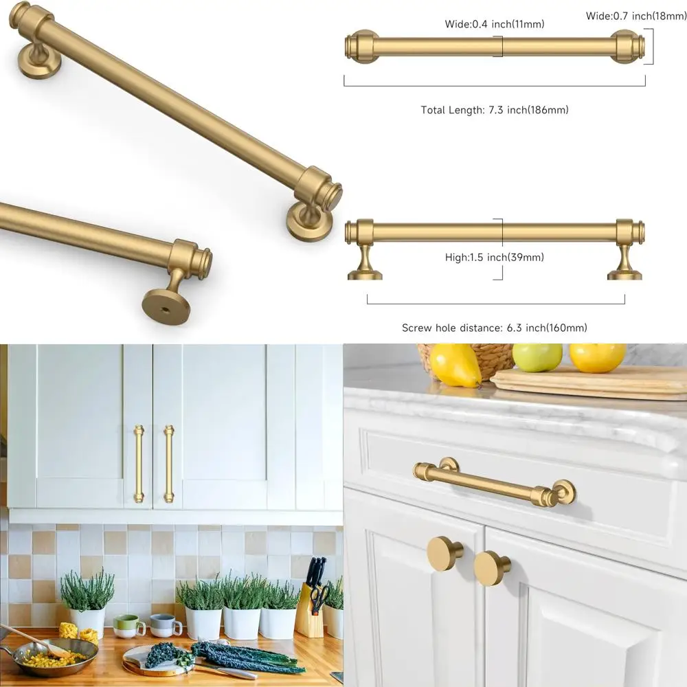 

6,3-дюймовые ручки для кухонного шкафа цвета шампанского, 10 шт., современная фурнитура для дверей и ящиков шкафа