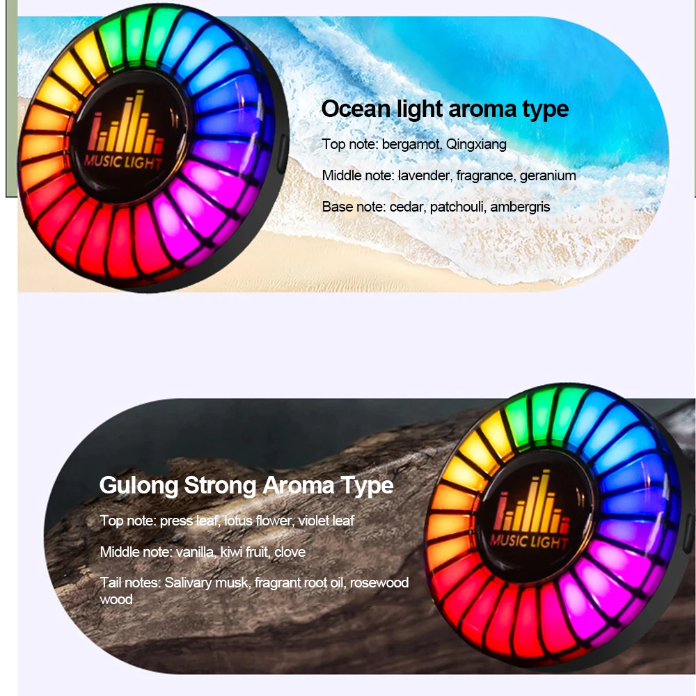 مصباح إيقاع موسيقى السيارة ، معطر منفذ الهواء ، شريط LED RGB ، التحكم في الصوت ، ضوء الجو ، إكسسوارات السيارة