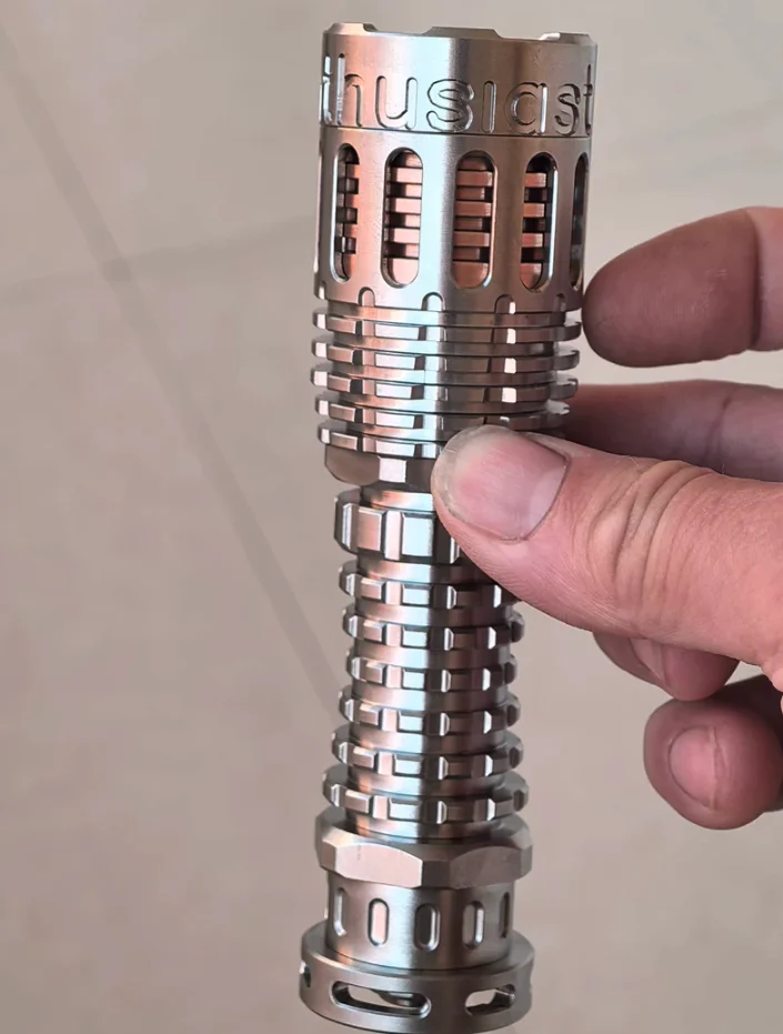 Used EDC Titanium alloy 18650 flashlight Outdoor Tools Strong Light Torch Lamp Decompression Toy
