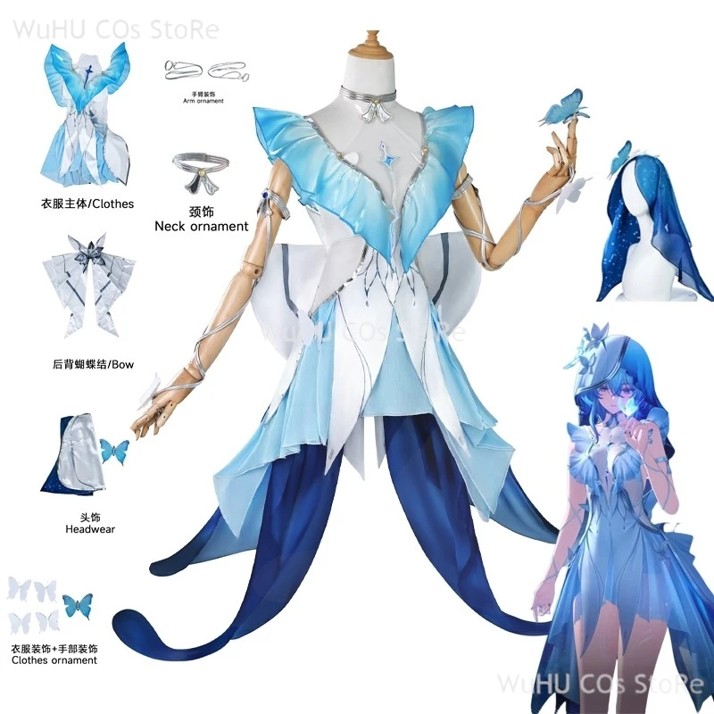 Game Wuthering Waves Cosplay The Shorekeeper Cosplay Costume DressThe Shorekeeper Wig Veil Women Halloween Roleplay Suit