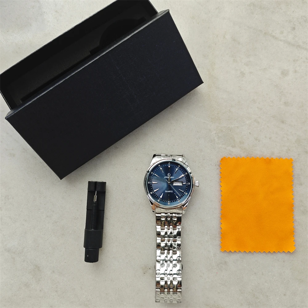 PENGAGAR Luxury Watch for Man Elegant Date Week Waterproof Luminous Men Watch Quartz Stainless Steel Sports Men's Watches Reloj