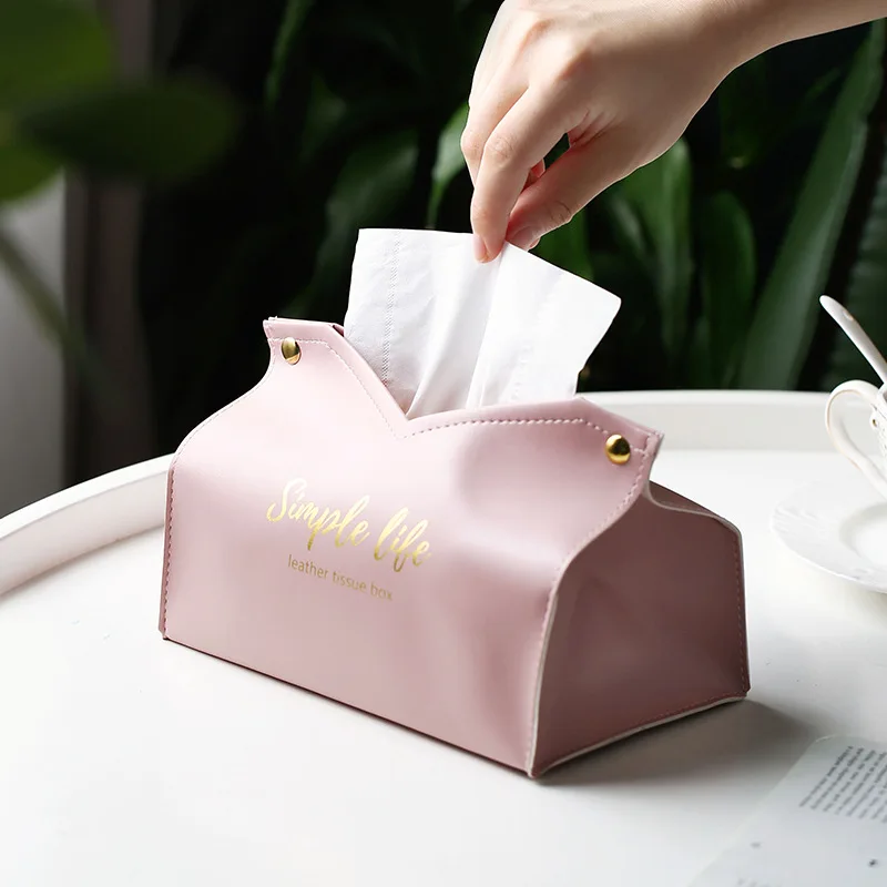 Nordic PU Leather Tissue Box holder Car Tissue Case Living Room Pumping Paper Storage box Napkin Holder Desktop Napkin Holder