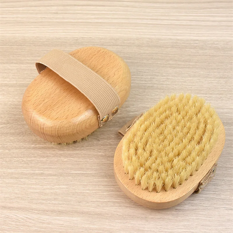 SPA Wooden Body Brush Natural Boar Bristle Organic Dry Skin Body Brush Bamboo Wet Back Shower Brushes Exfoliating Bathing Brush