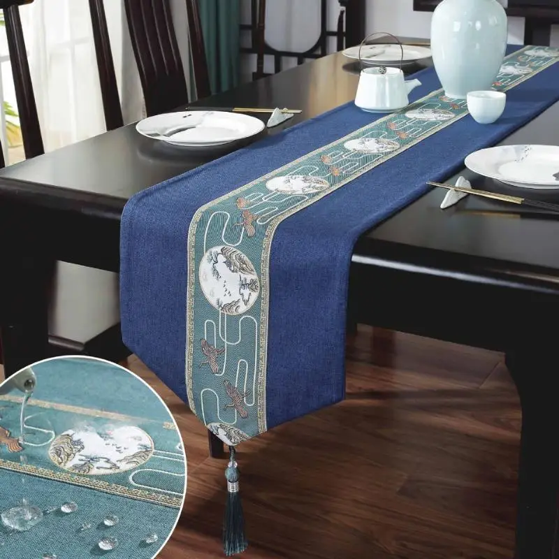 

1Pcs Retro Style Waterproof Hanging Tassel Table Flag Tea Tables Fabric Long Tablecloth Home Decoration Table Runner